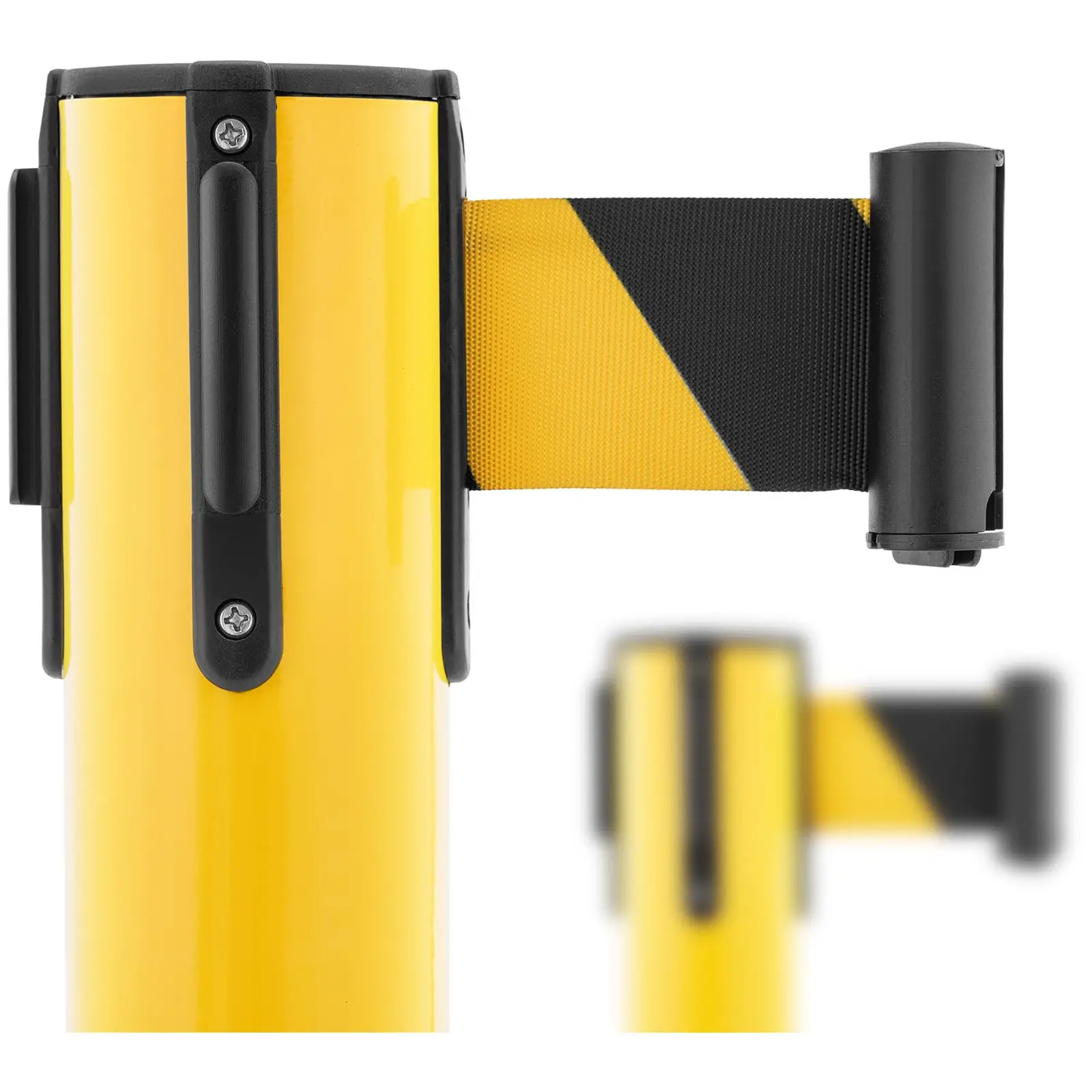2 postes separadores com fita - 200 cm - amarelo e preto