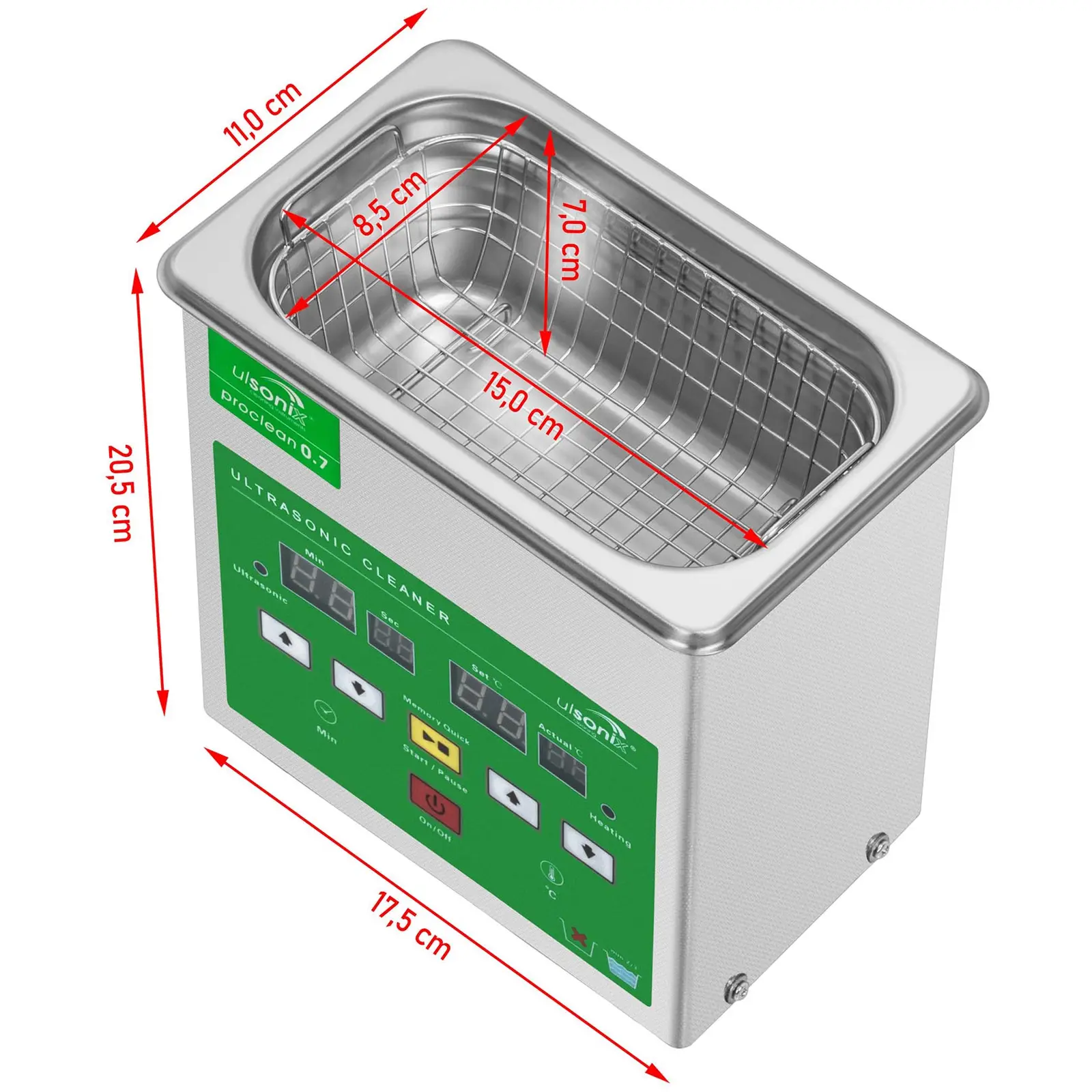 Lavadora ultrassónica - 0,7 litros - 60 W - 4 x LED