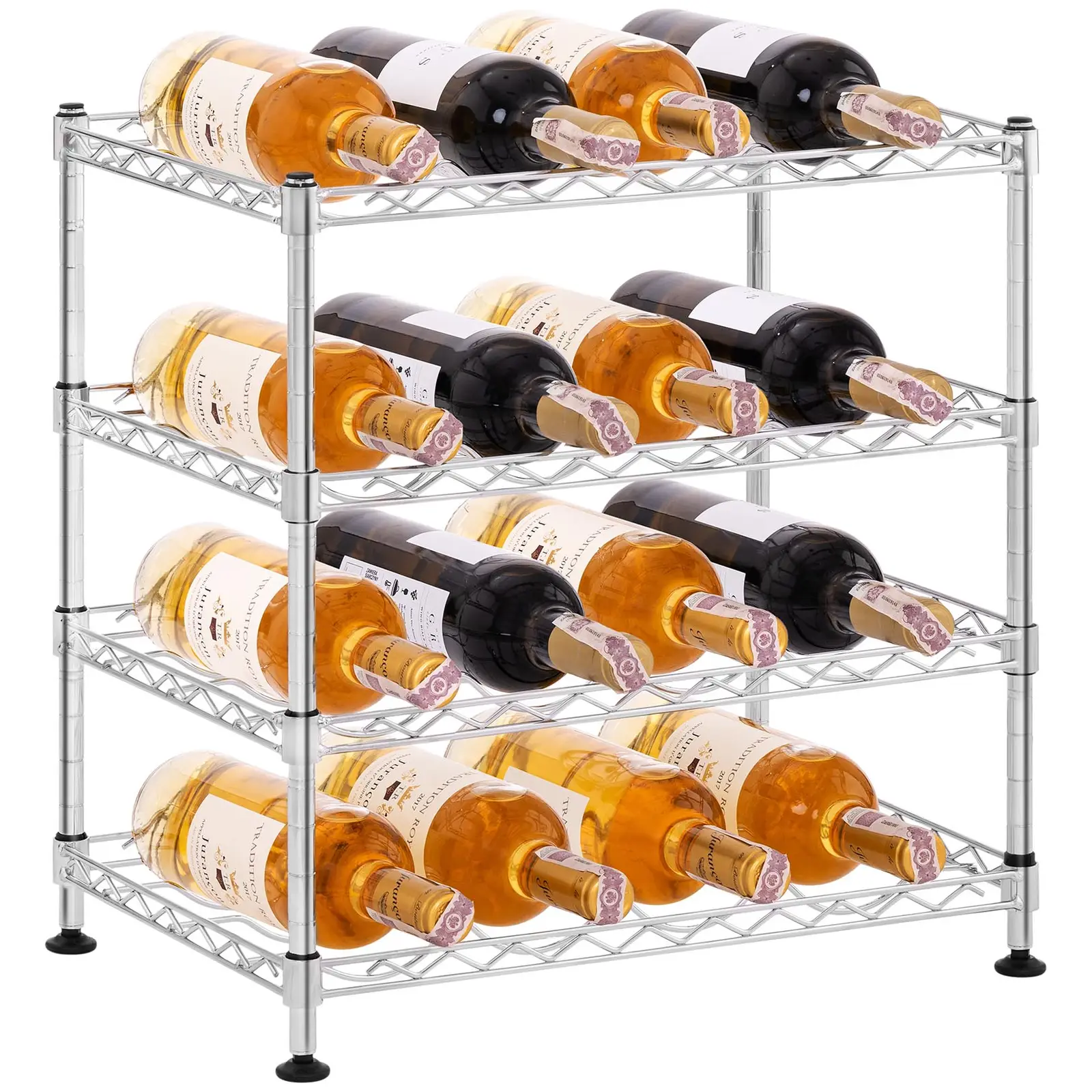 Estante para vinho - metal - 4 prateleiras - para 16 garrafas