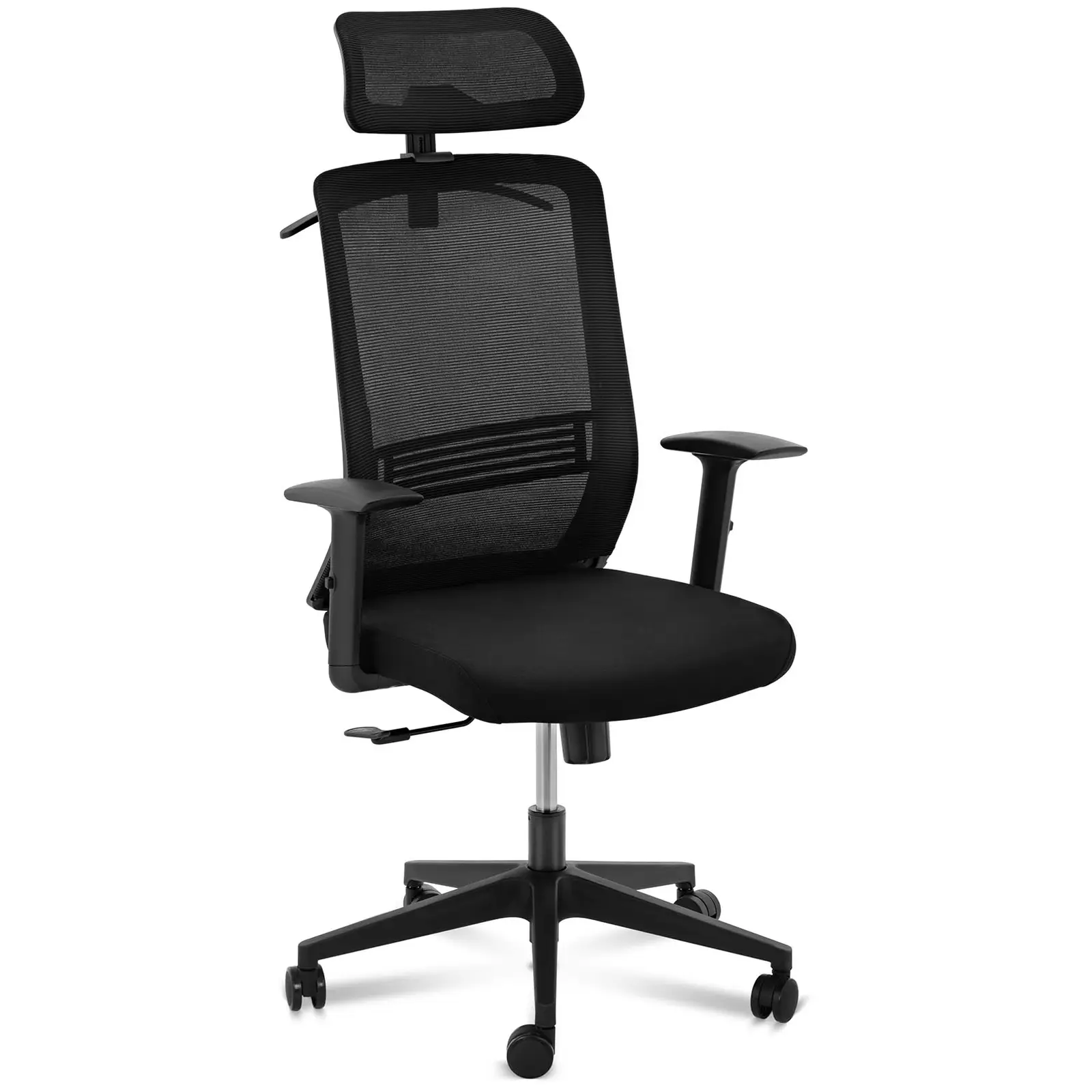 Cadeira de escritório - encosto em malha - encosto de cabeça - assento 50 x 61 cm - até 150 kg - preto