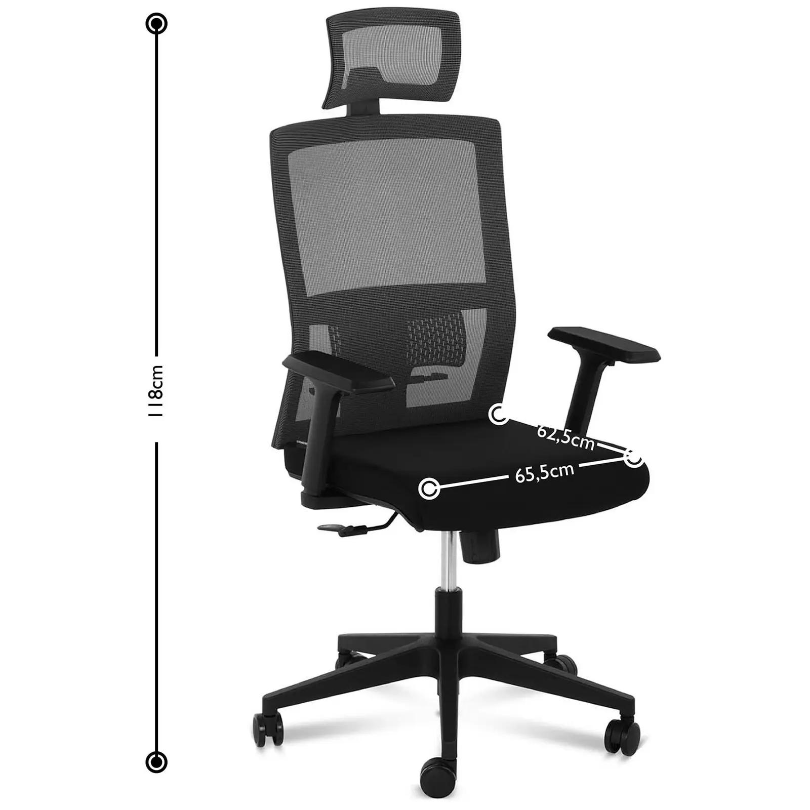 Cadeira de escritório - tela - apoio lombar - apoio de cabeça - 150 kg