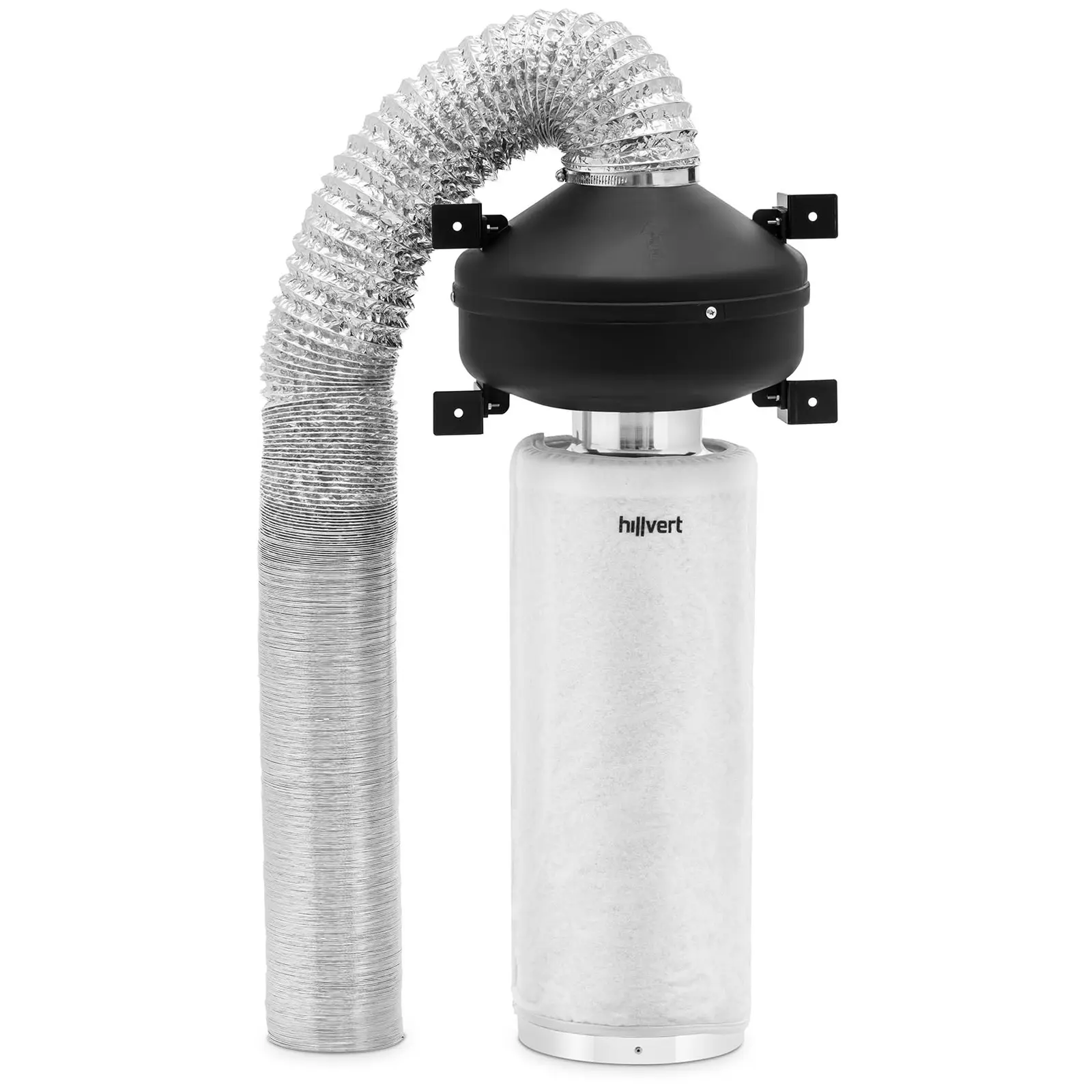 Kit de ventilação - filtro de carvão ativado 50 cm / ventilador de extração / tubo de ventilação - 249,6 m³/h - saída Ø102 mm
