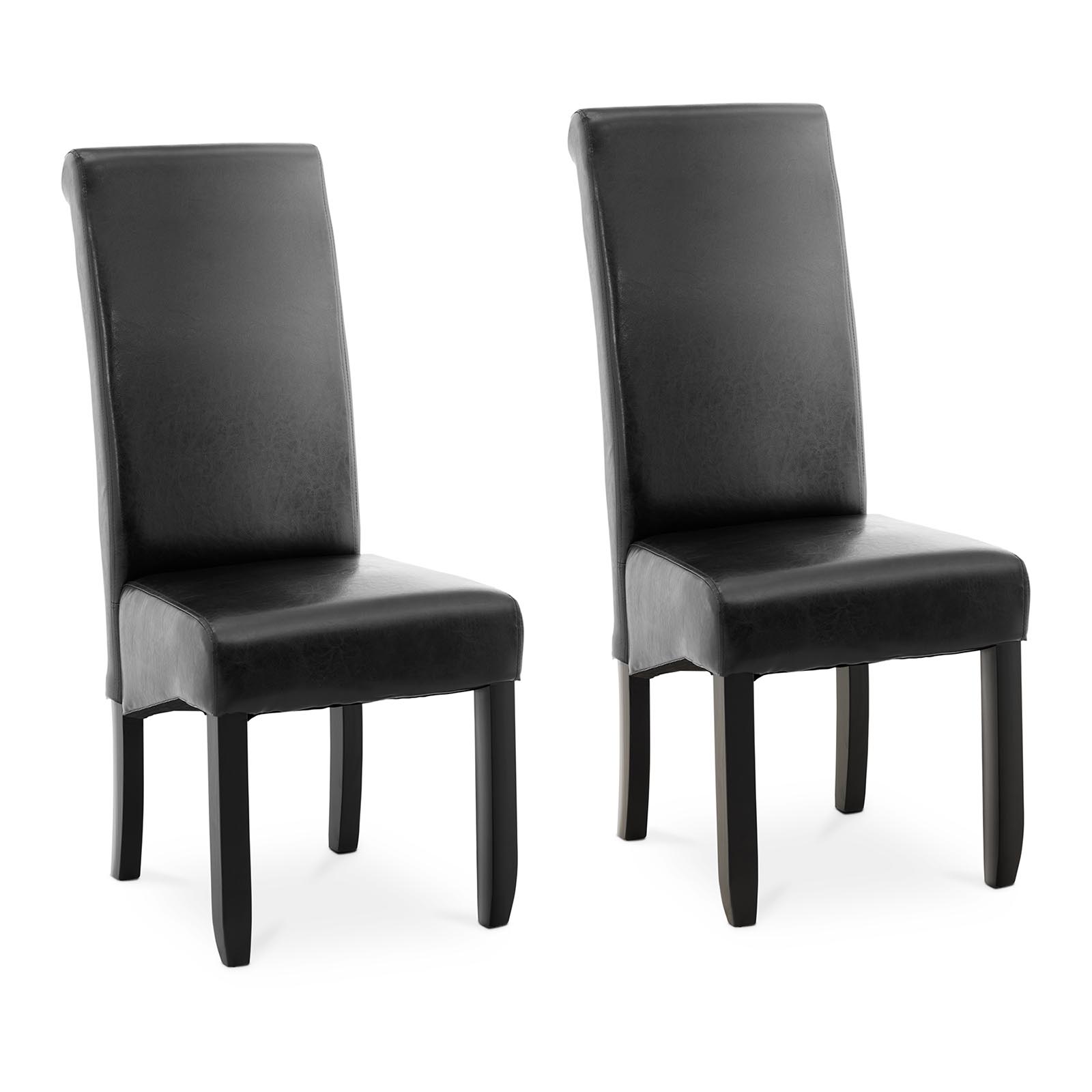 Produtos recondicionados Cadeira estofada - em preto - couro ecológico - 2 un.