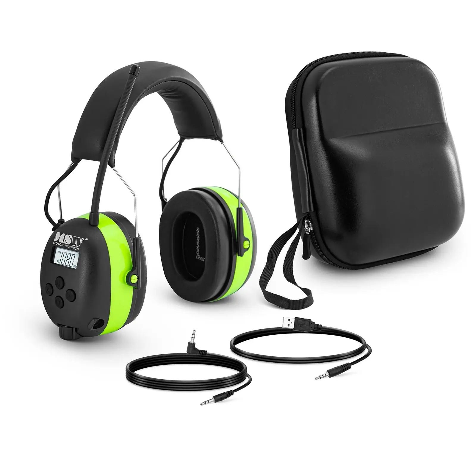 Auscultadores noise cancelling com Bluetooth - microfone - visor LCD - bateria - verde