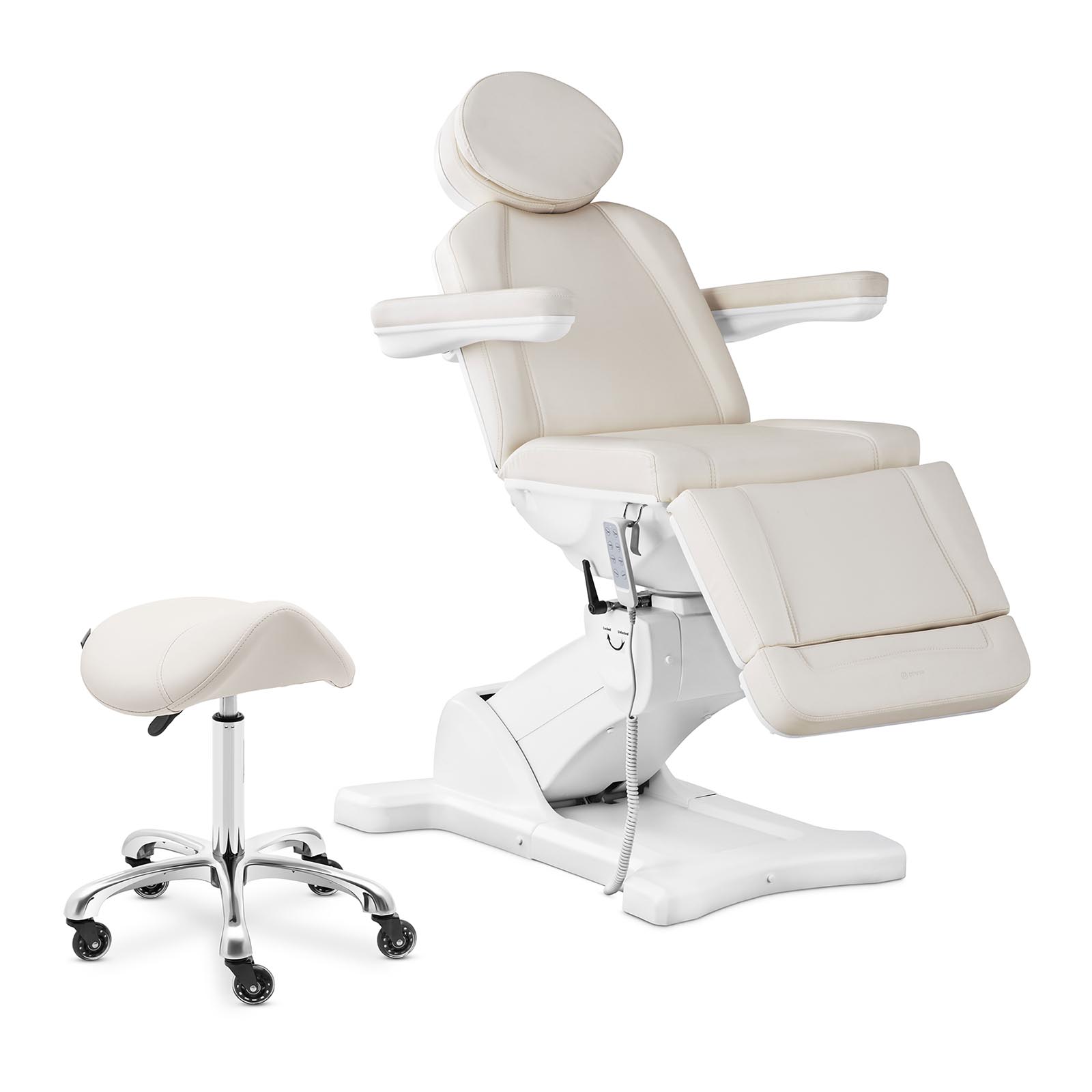 Cadeira de cosmética e cadeira de selim - bege, branco