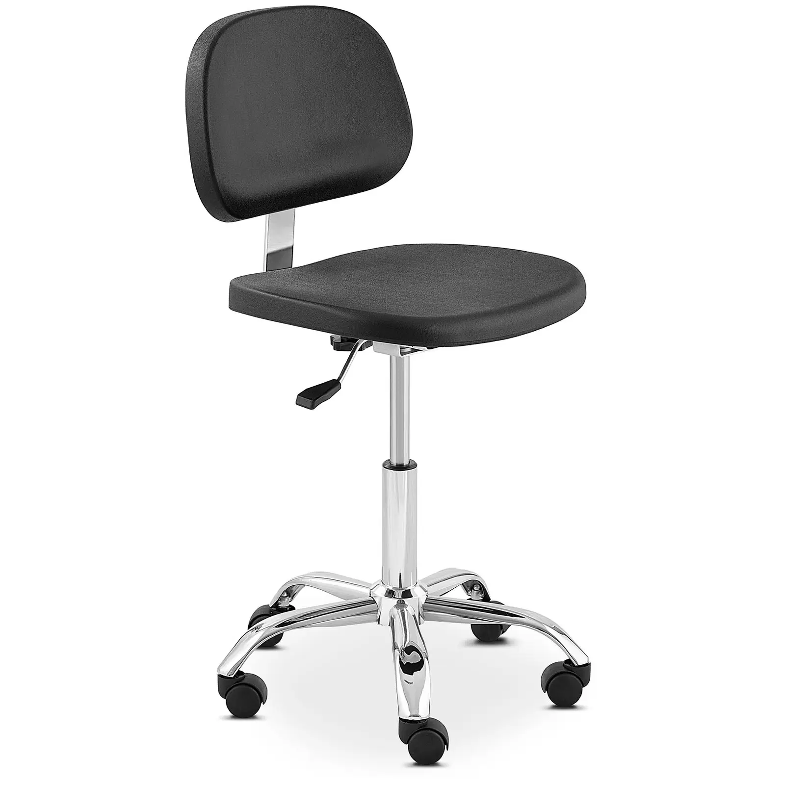 Cadeira de laboratório - 120 kg - em preto, elementos cromados - altura 450 - 585 mm