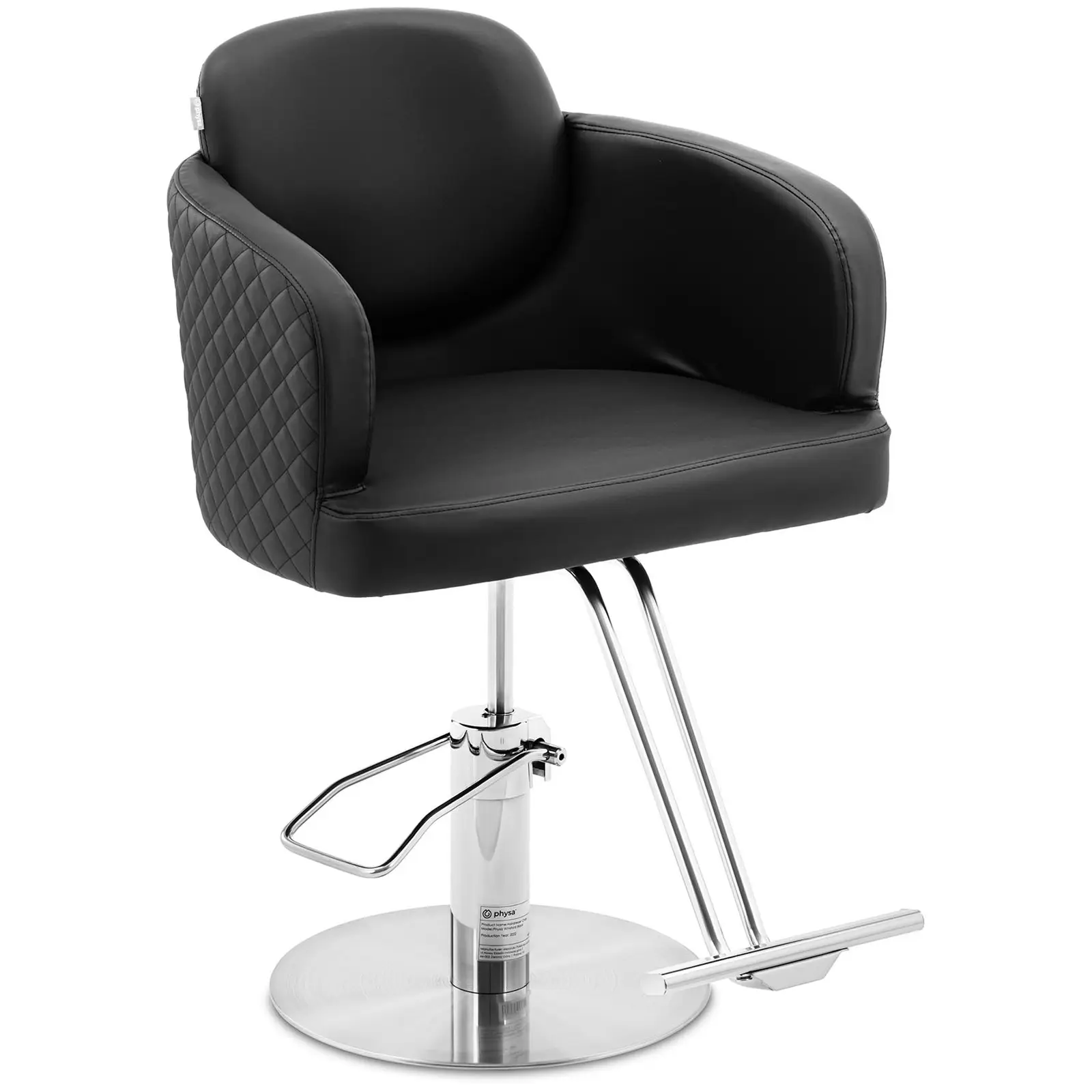 Cadeira de cabeleireiro com apoio para os pés - 870-1020 mm - 200 kg - Preto, Prata