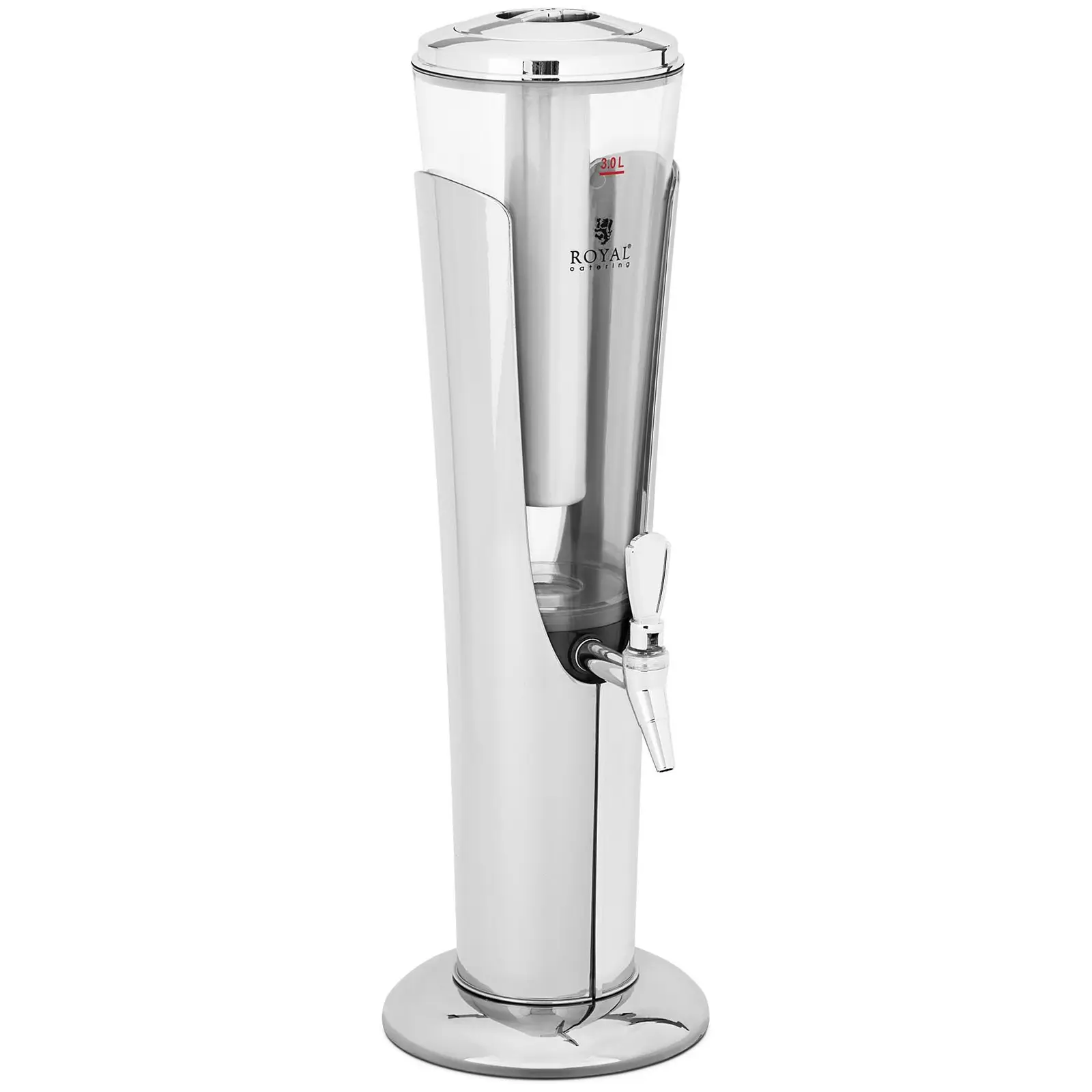 Dispensador de sumos - 3 l - sistema de arrefecimento - para copos até 198 mm - com iluminação LED - prata - Royal Catering