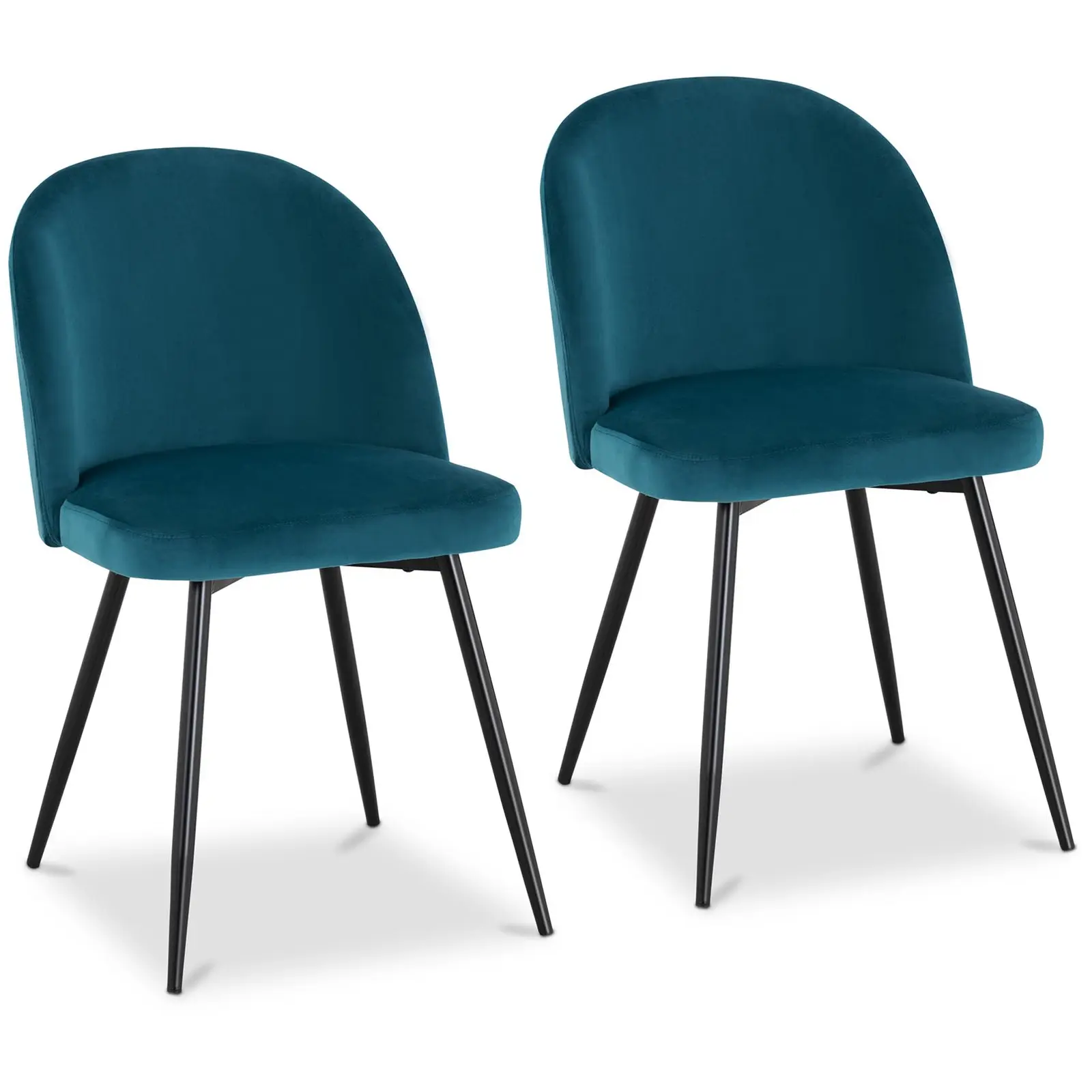 Cadeira estofada - azul-turquesa - aveludada - 2 un.