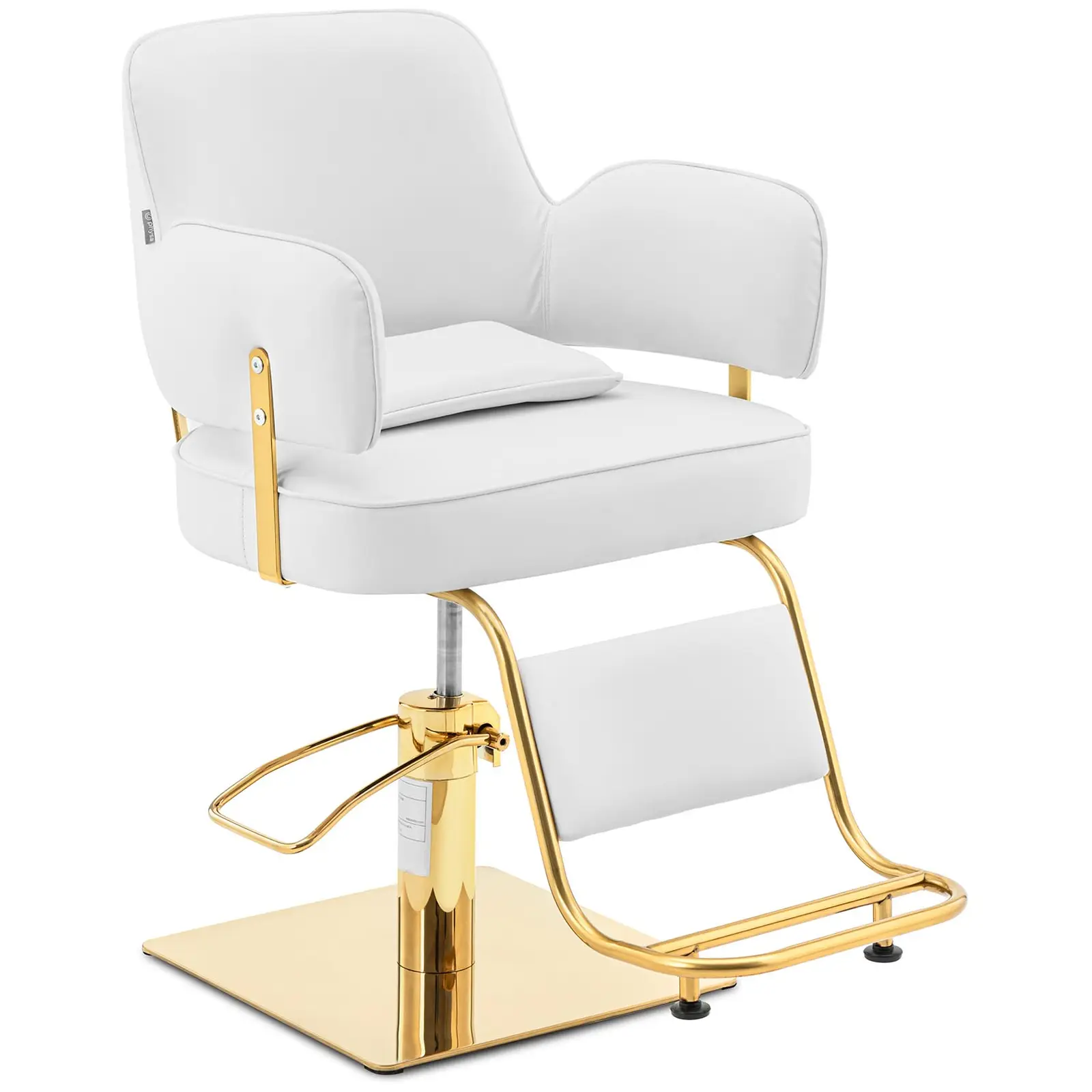 Cadeira de cabeleireiro com apoio para os pés - 890-1020 mm - 200 kg - Dourado, Branco